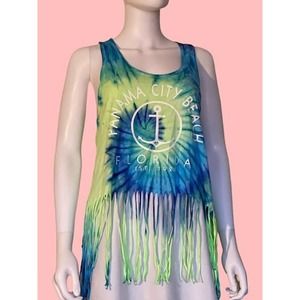 Beach by Exist Tie Dye Fringe Crop Top